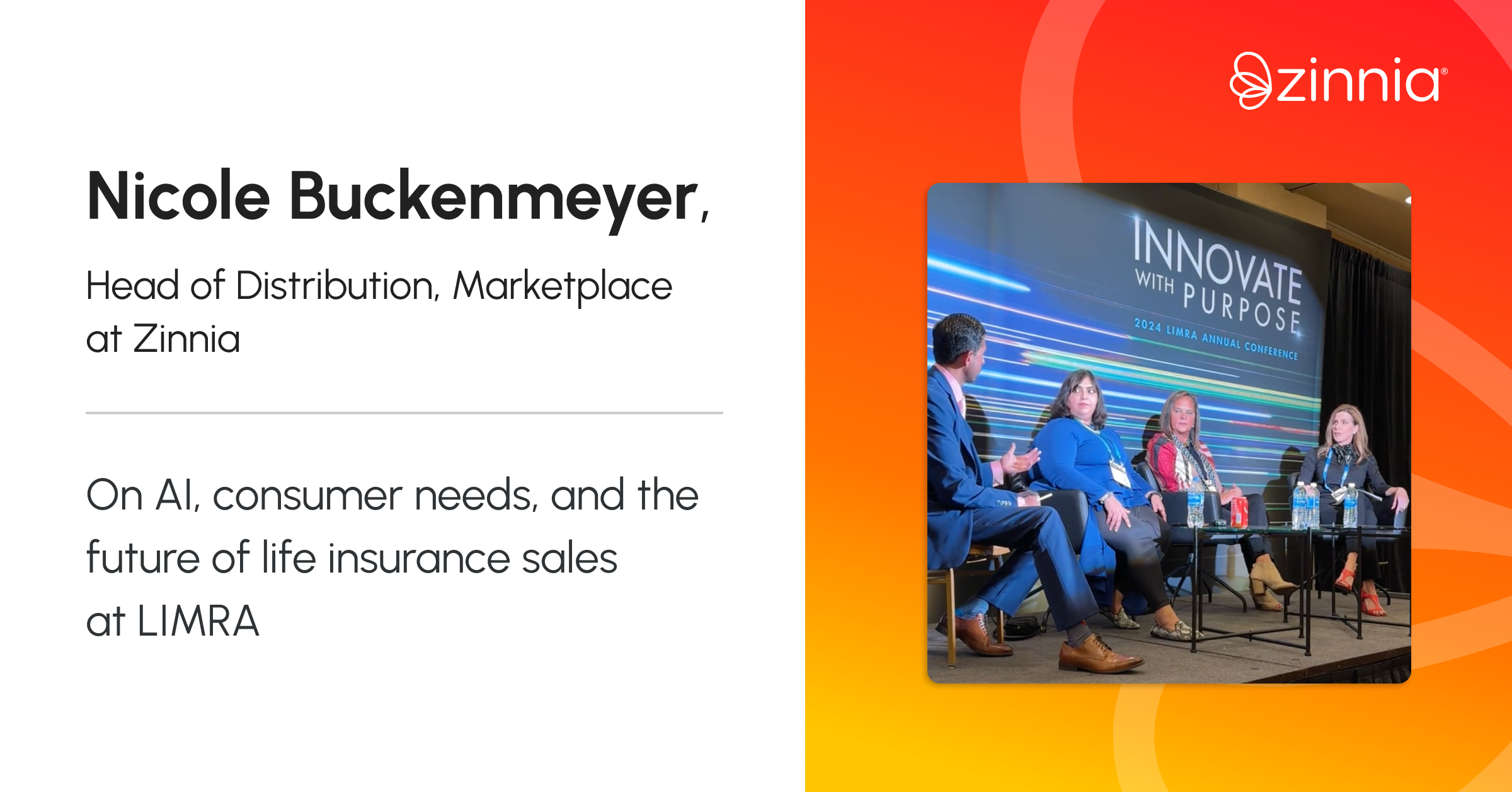 Nicole Buckenmeyer speaks on a LIMRA panel about AI solutions for life insurance sales